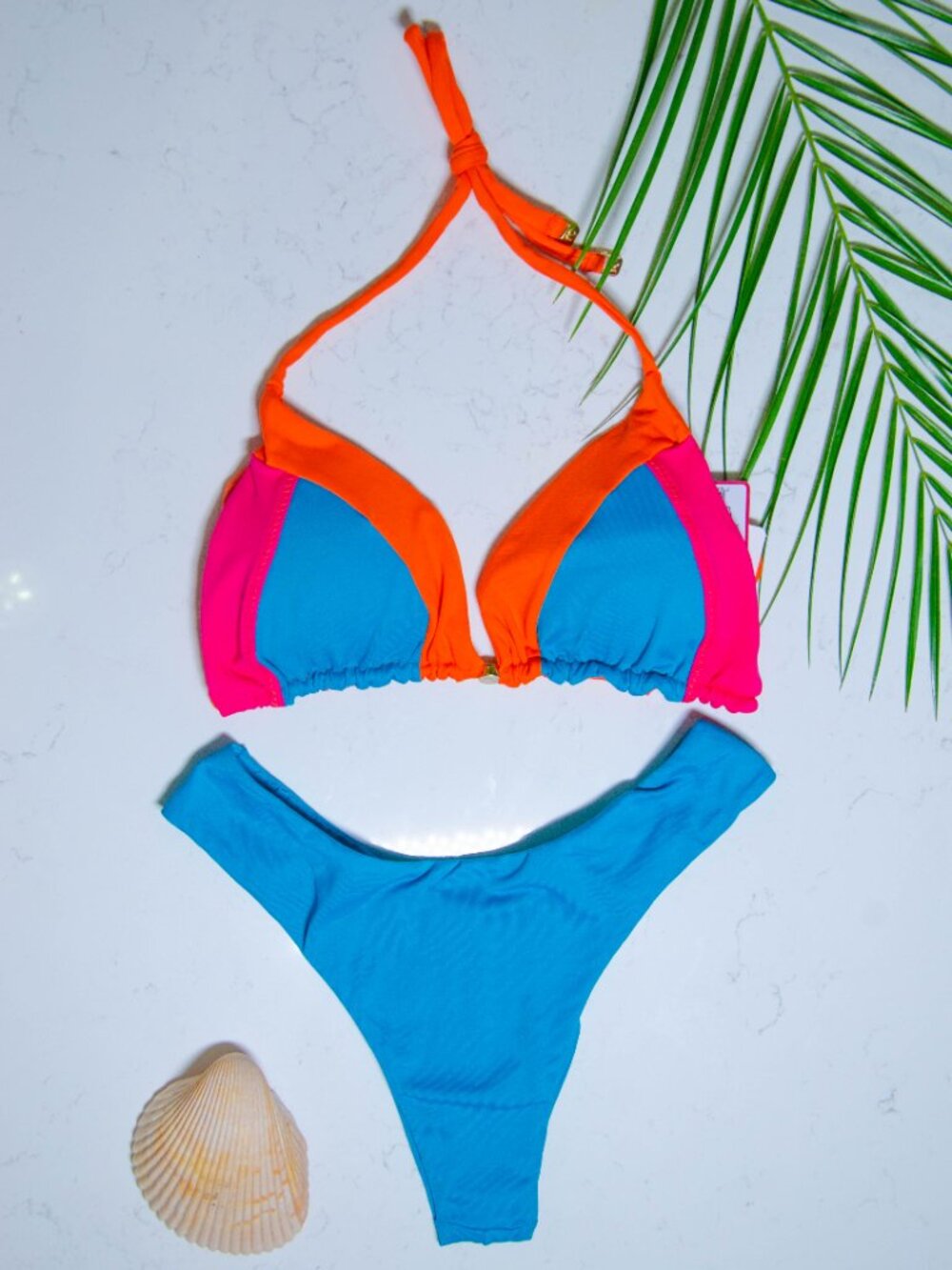 Rio Açu Brazilian Reversible Triangle Bikini Set | Blue | Size M | NWT | UPF 50+